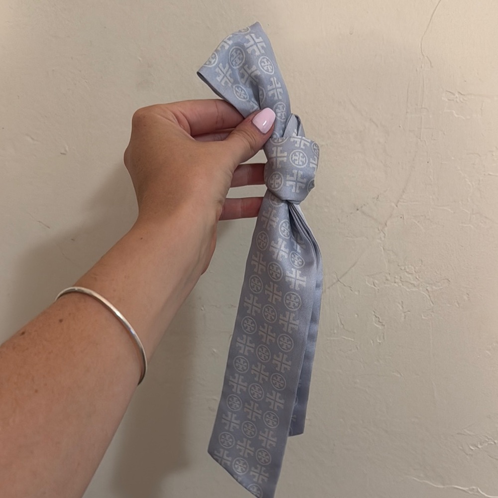 Elegant Light Blue Patterned Hair Scarf